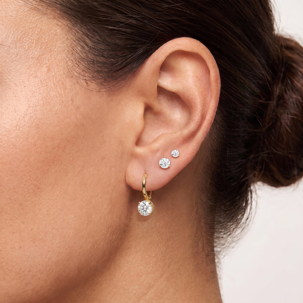 The Seraphine Classic Earrings with 14KT White Gold / Lab / 2 1/20 Cut Diamond in 14KT White Gold / Lab / 2 1/20 view 4
