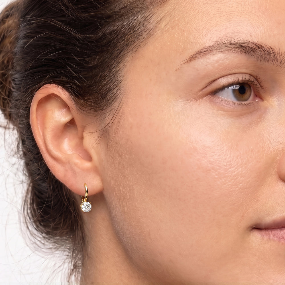 The Seraphine Classic Earrings with 14KT Rose Gold / Lab / 2 1/20 Cut Diamond in 14KT Rose Gold / Lab / 2 1/20 view 3
