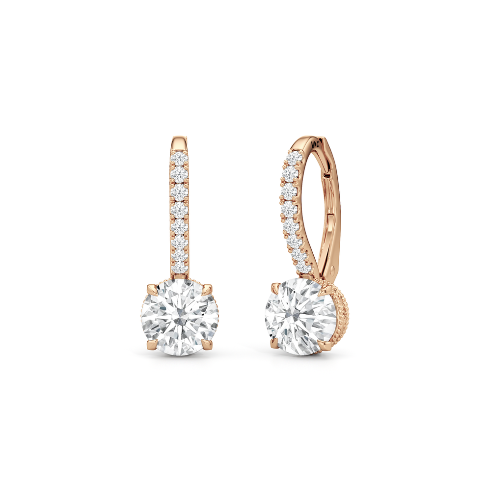 The Seraphine Pavé Earrings with 14KT Rose Gold / Lab / 2 1/5 Cut Diamond in 14KT Rose Gold / Lab / 2 1/5 view 2
