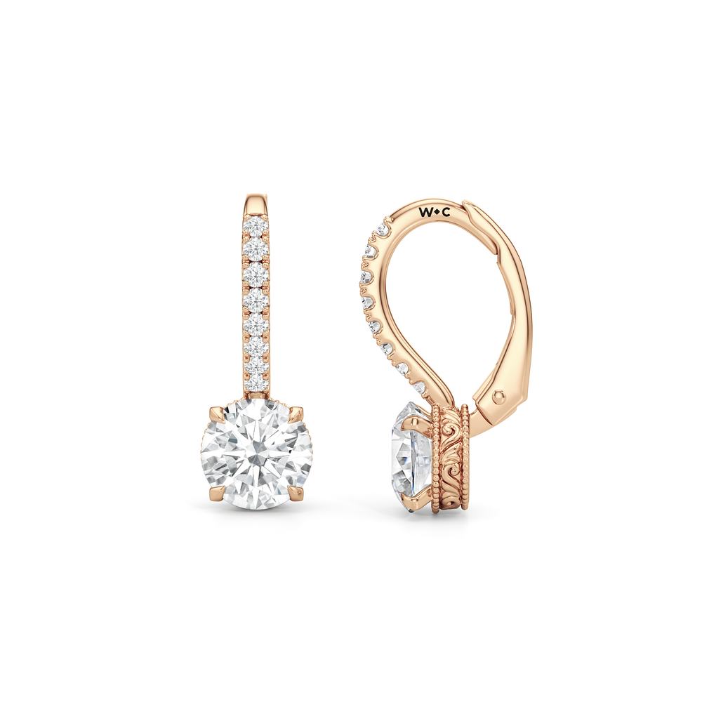 The Seraphine Pavé Earrings with 14KT Rose Gold / Lab / 2 1/5 Cut Diamond in 14KT Rose Gold / Lab / 2 1/5 view 7
