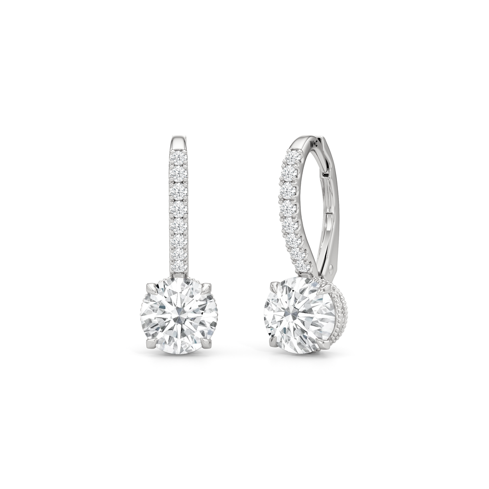 The Seraphine Pavé Earrings with 14KT White Gold / Lab / 2 1/5 Cut Diamond in 14KT White Gold / Lab / 2 1/5 view 2

