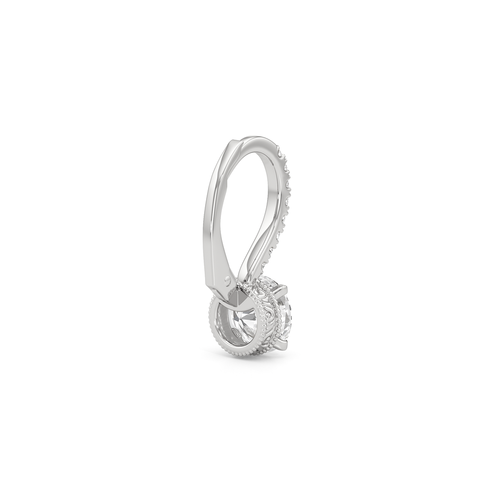 The Seraphine Pavé Earrings with 14KT White Gold / Lab / 2 1/5 Cut Diamond in 14KT White Gold / Lab / 2 1/5 view 6
