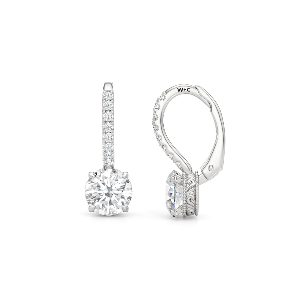 The Seraphine Pavé Earrings with 14KT White Gold / Lab / 2 1/5 Cut Diamond in 14KT White Gold / Lab / 2 1/5 view 7
