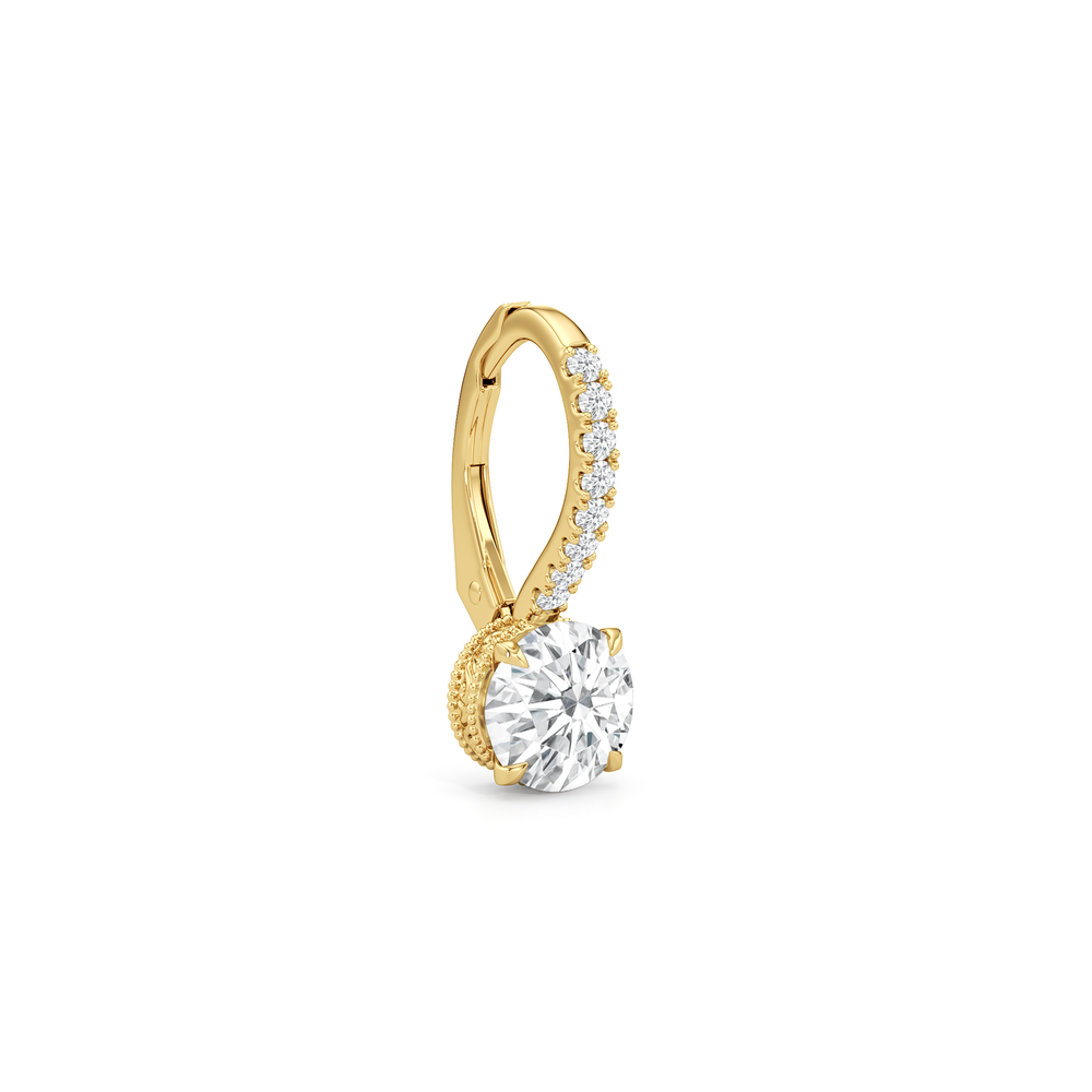 The Seraphine Pavé Earrings with 14KT Yellow Gold / Lab / 2 1/5 Cut Diamond in 14KT Yellow Gold / Lab / 2 1/5 view 5
