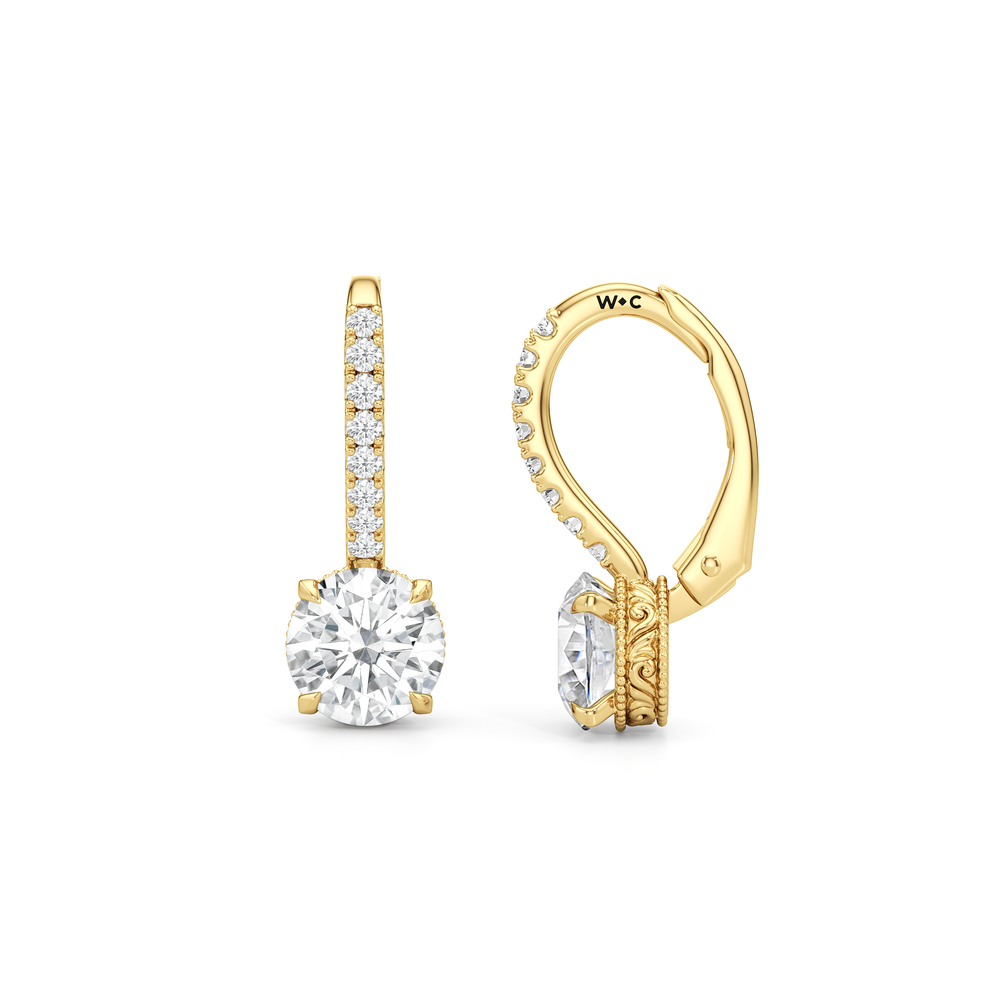 The Seraphine Pavé Earrings with 14KT Yellow Gold / Lab / 2 1/5 Cut Diamond in 14KT Yellow Gold / Lab / 2 1/5 view 7
