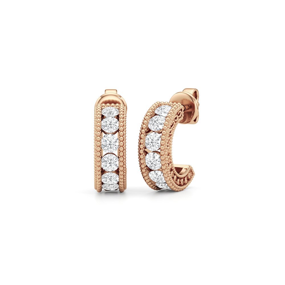 The Seraphine Hoops with 14KT Rose Gold / Lab / 1 Cut Diamond in 14KT Rose Gold / Lab / 1 view 2
