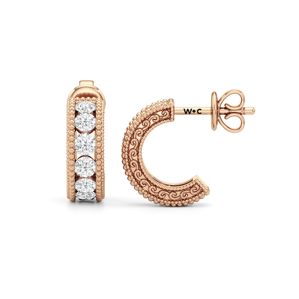 The Seraphine Hoops with 14KT Rose Gold / Lab / 1 Cut Diamond in 14KT Rose Gold / Lab / 1 view 7

