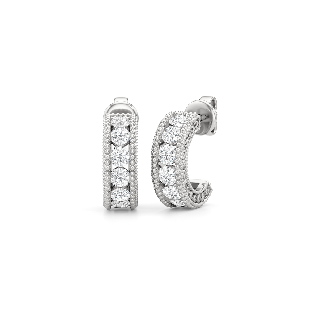 The Seraphine Hoops with 14KT White Gold / Lab / 1 Cut Diamond in 14KT White Gold / Lab / 1 view 2
