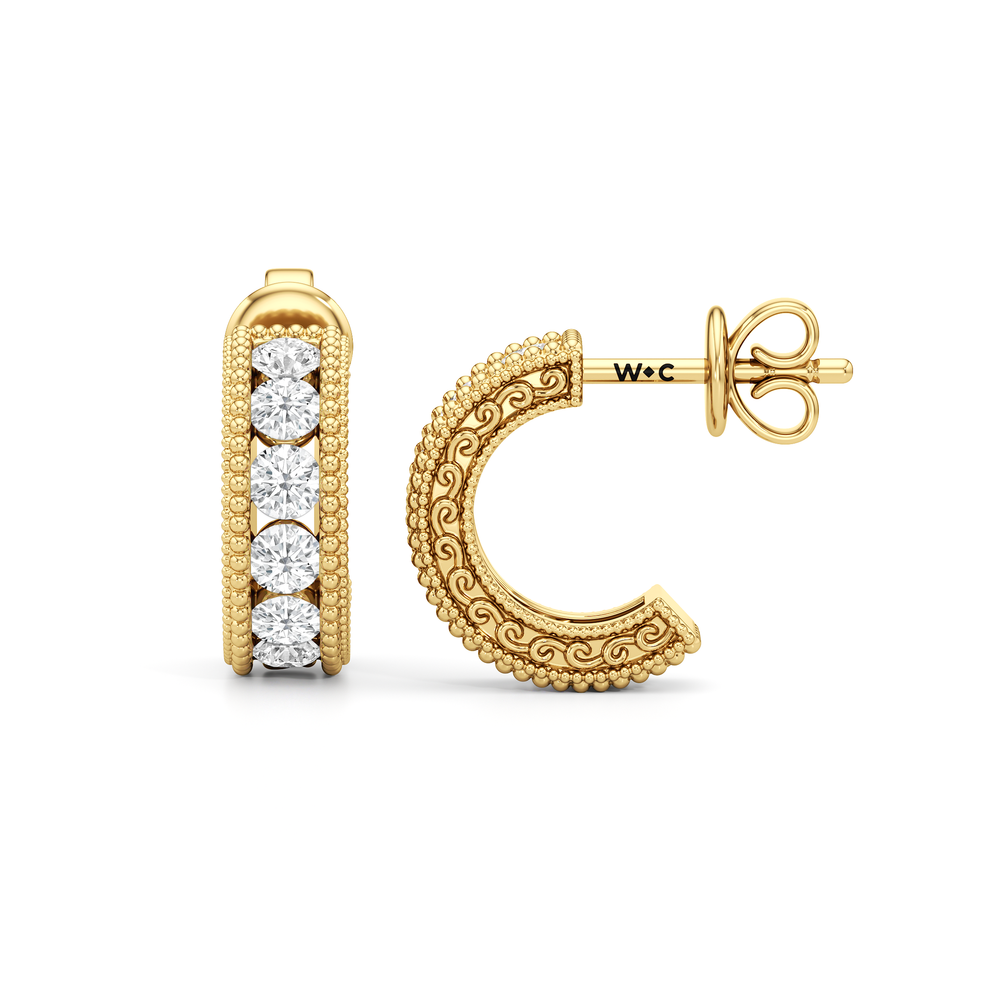 The Seraphine Hoops with 14KT Yellow Gold / Lab / 1 Cut Diamond in 14KT Yellow Gold / Lab / 1 view 7
