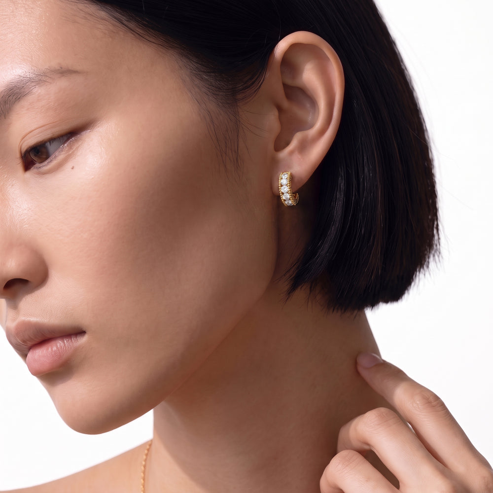 The Seraphine Hoops with 14KT Rose Gold / Lab / 1 Cut Diamond in 14KT Rose Gold / Lab / 1 view 3
