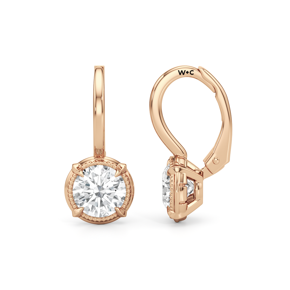 The Mercer Earrings with 14KT Rose Gold / Lab / 2 Cut Diamond in 14KT Rose Gold / Lab / 2 view 7
