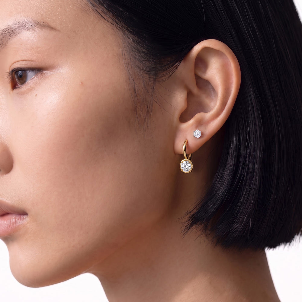 The Mercer Earrings with 14KT White Gold / Lab / 2 Cut Diamond in 14KT White Gold / Lab / 2 view 4
