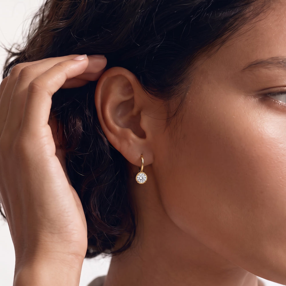 The Mercer Earrings with 14KT White Gold / Lab / 2 Cut Diamond in 14KT White Gold / Lab / 2 view 3
