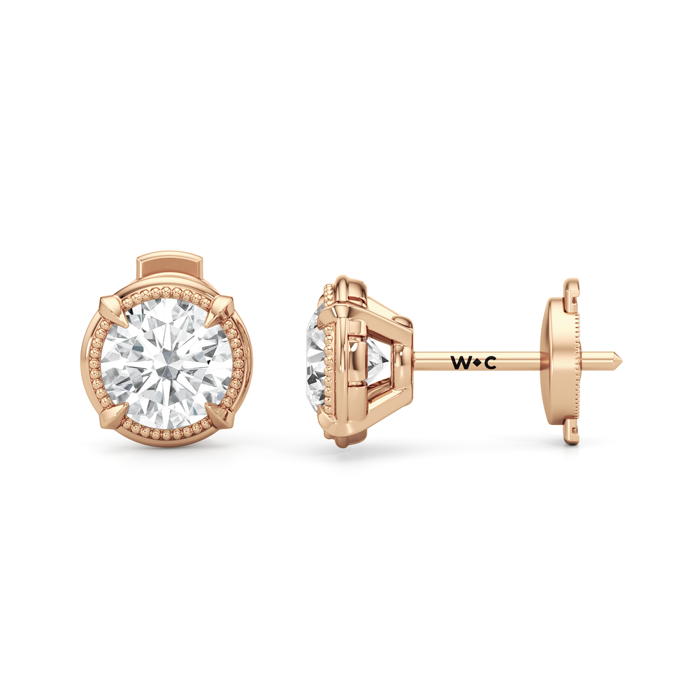 The Mercer Studs with 14KT Rose Gold / Lab / 2 Cut Diamond in 14KT Rose Gold / Lab / 2 view 7
