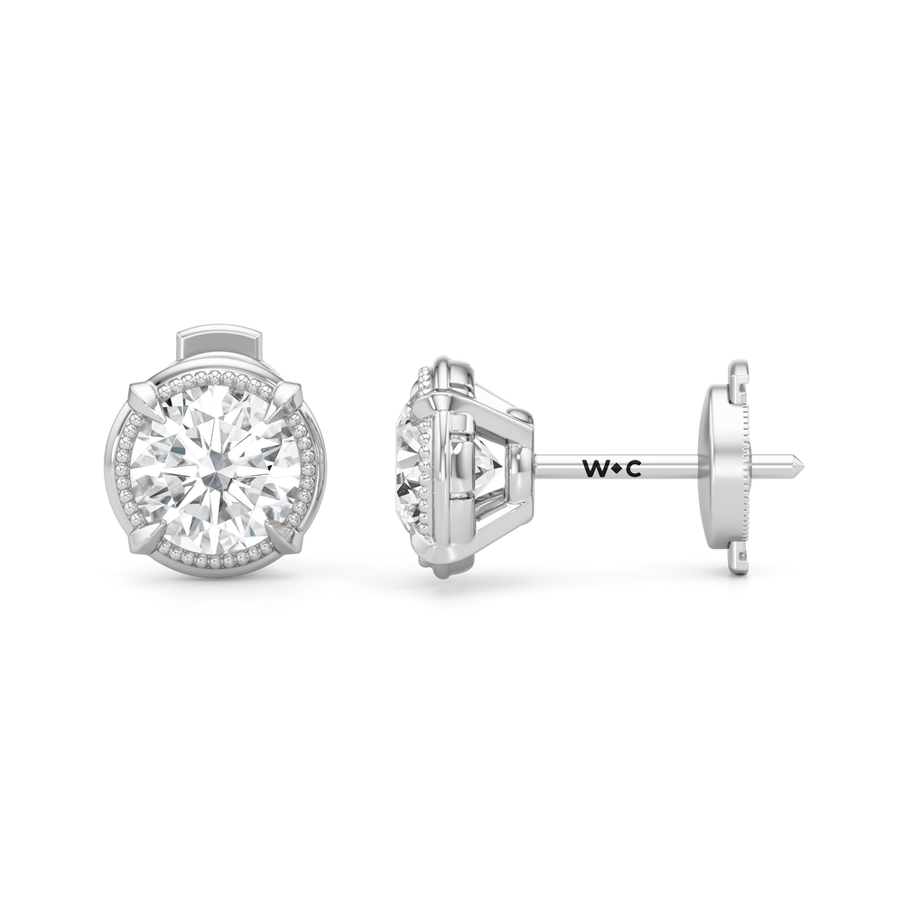 The Mercer Studs with 14KT White Gold / Lab / 2 Cut Diamond in 14KT White Gold / Lab / 2 view 7
