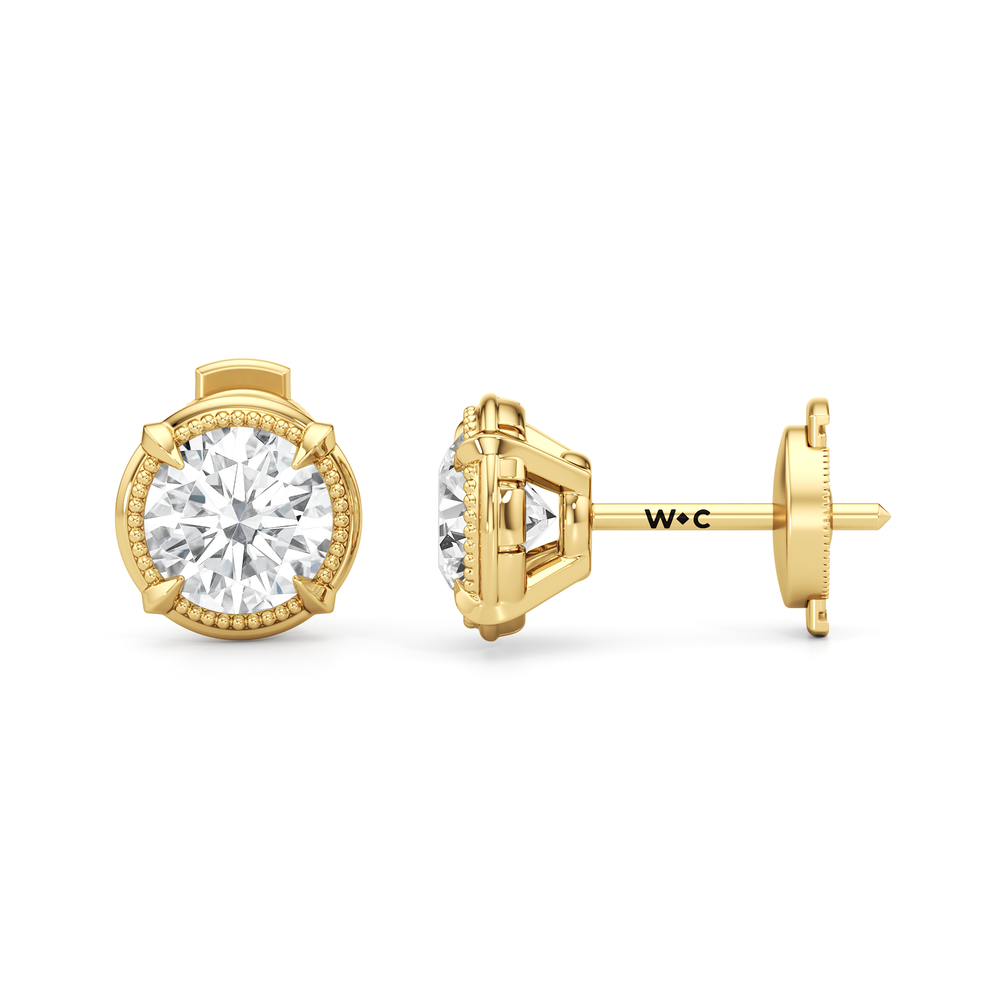The Mercer Studs with 14KT Yellow Gold / Lab / 2 Cut Diamond in 14KT Yellow Gold / Lab / 2 view 6
