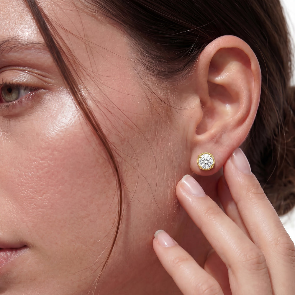 The Mercer Studs with 14KT Yellow Gold / Lab / 2 Cut Diamond in 14KT Yellow Gold / Lab / 2 view 3
