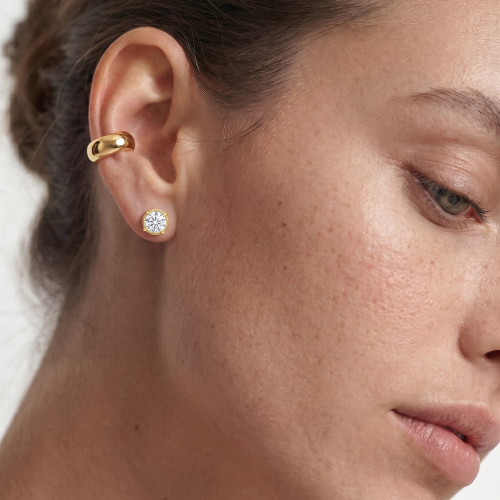 The Mercer Studs with 14KT White Gold / Lab / 2 Cut Diamond in 14KT White Gold / Lab / 2 view 4
