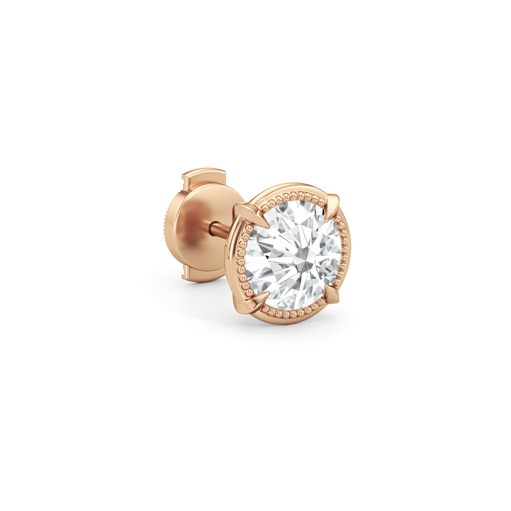 The Mercer Studs with 14KT Rose Gold / Lab / 3 Cut Diamond in 14KT Rose Gold / Lab / 3 view 5
