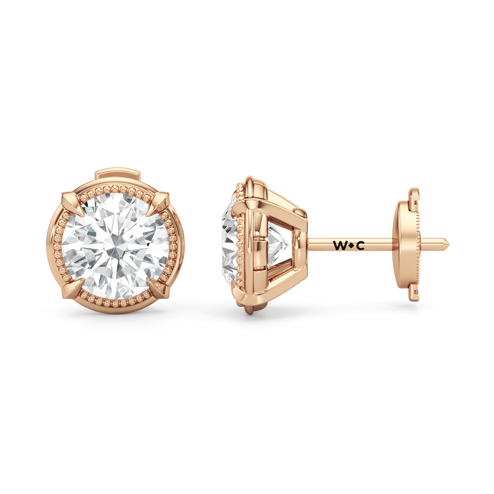 The Mercer Studs with 14KT Rose Gold / Lab / 3 Cut Diamond in 14KT Rose Gold / Lab / 3 view 7
