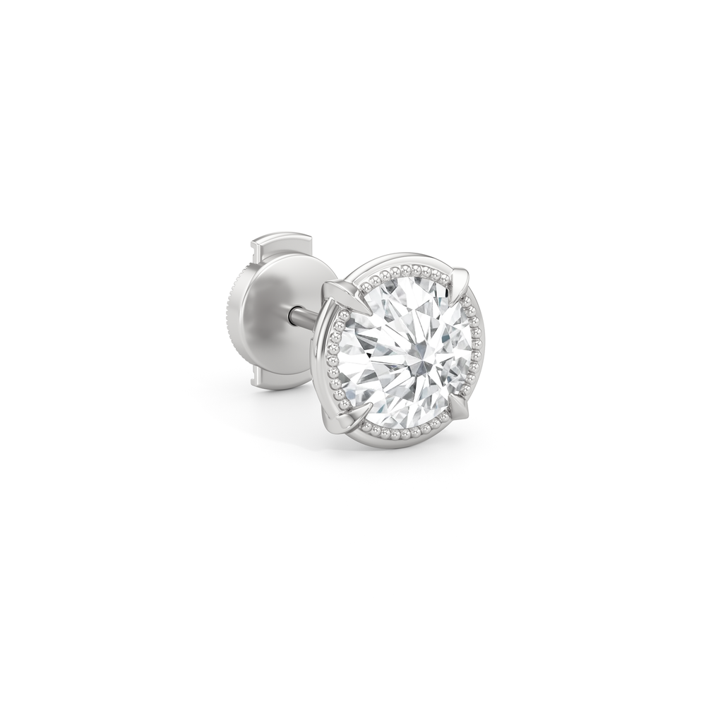 The Mercer Studs with 14KT White Gold / Lab / 3 Cut Diamond in 14KT White Gold / Lab / 3 view 5
