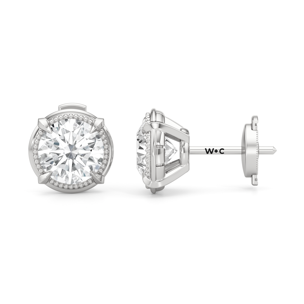The Mercer Studs with 14KT White Gold / Lab / 3 Cut Diamond in 14KT White Gold / Lab / 3 view 7
