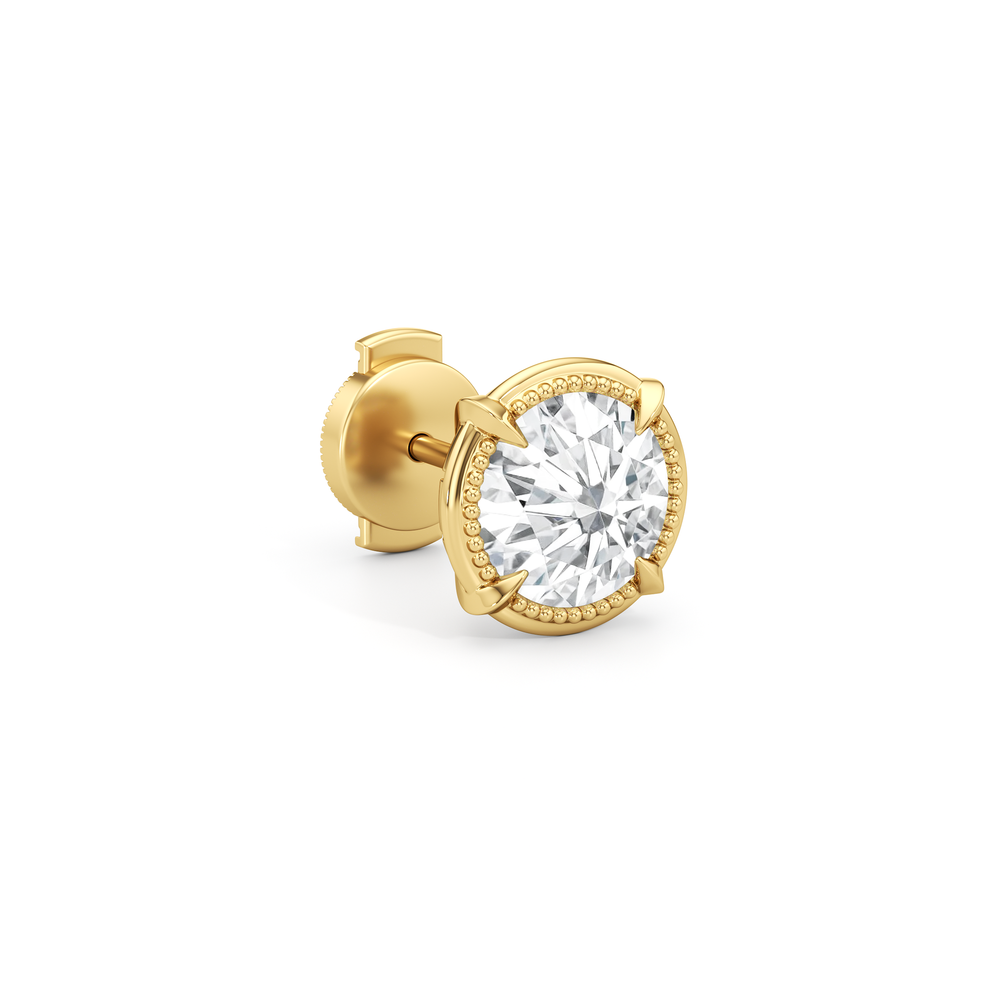 The Mercer Studs with 14KT Yellow Gold / Lab / 3 Cut Diamond in 14KT Yellow Gold / Lab / 3 view 5
