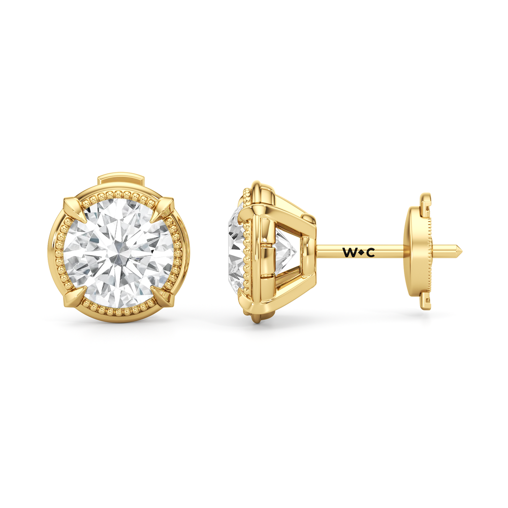 The Mercer Studs with 14KT Yellow Gold / Lab / 3 Cut Diamond in 14KT Yellow Gold / Lab / 3 view 7
