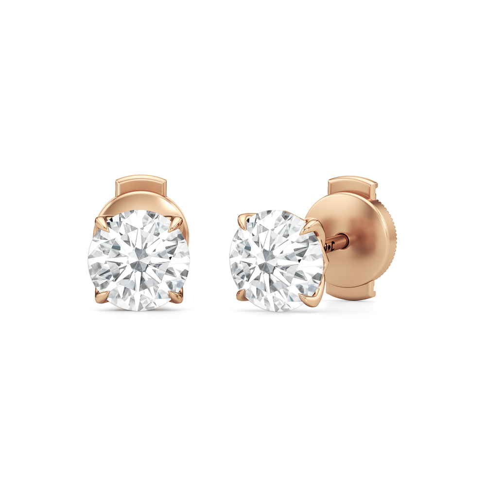 The Tulip Grand Studs with 14KT Rose Gold / Lab / 2 Cut Diamond in 14KT Rose Gold / Lab / 2 view 2

