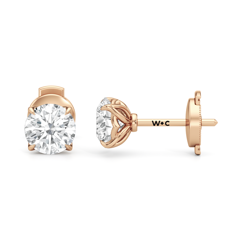 The Tulip Grand Studs with 14KT Rose Gold / Lab / 2 Cut Diamond in 14KT Rose Gold / Lab / 2 view 7

