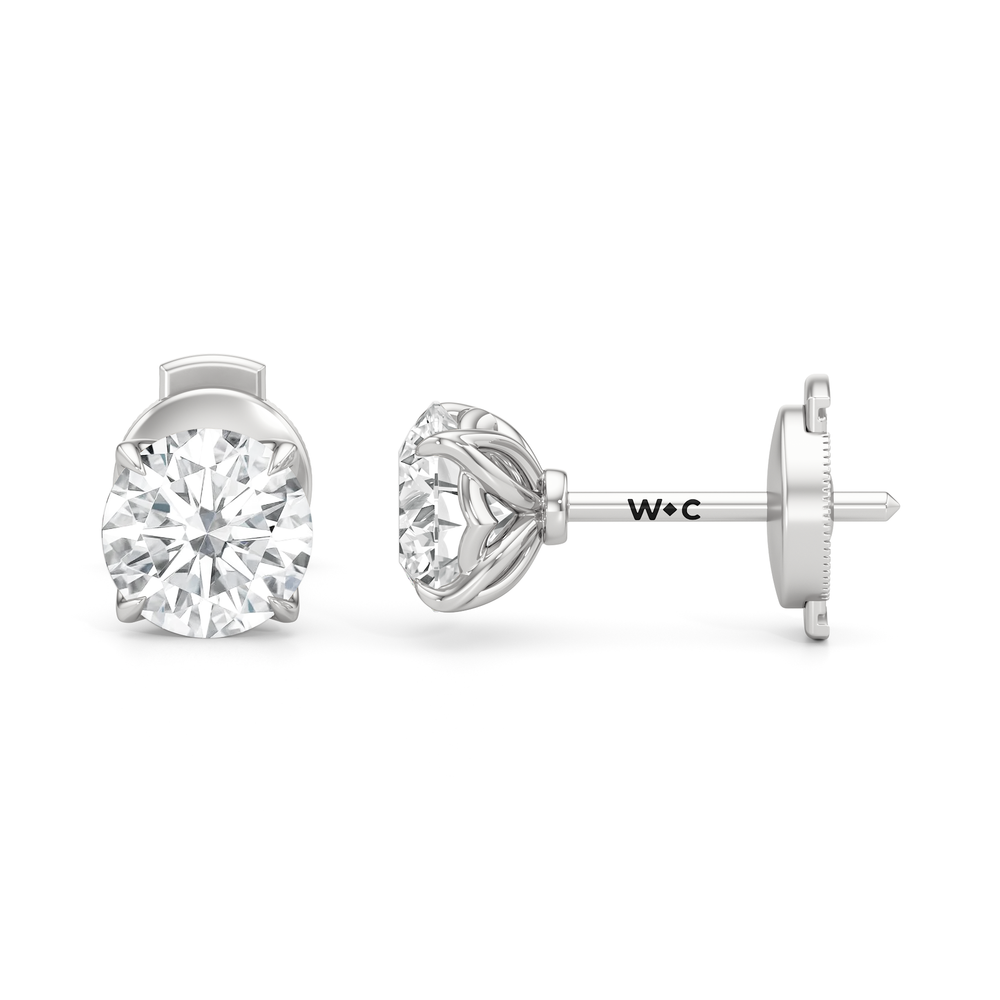 The Tulip Grand Studs with 14KT White Gold / Lab / 2 Cut Diamond in 14KT White Gold / Lab / 2 view 7
