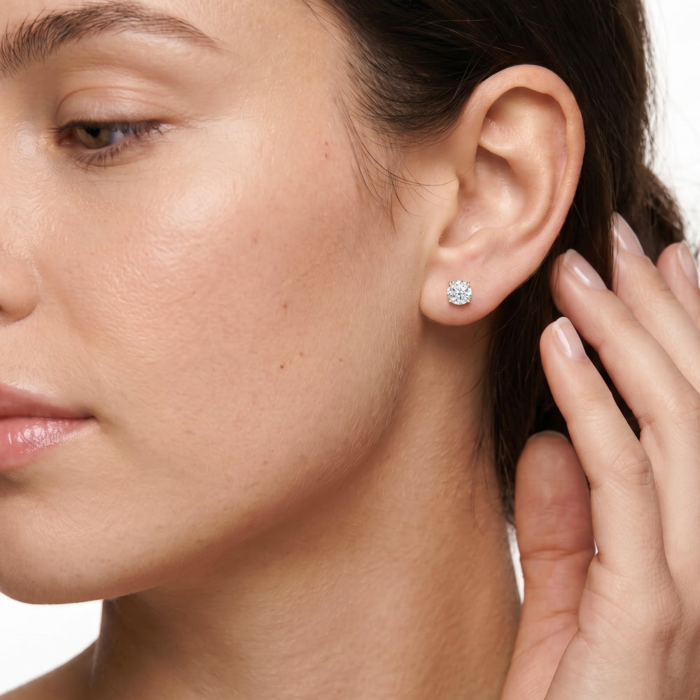 The Tulip Grand Studs with 14KT White Gold / Lab / 2 Cut Diamond in 14KT White Gold / Lab / 2 view 3
