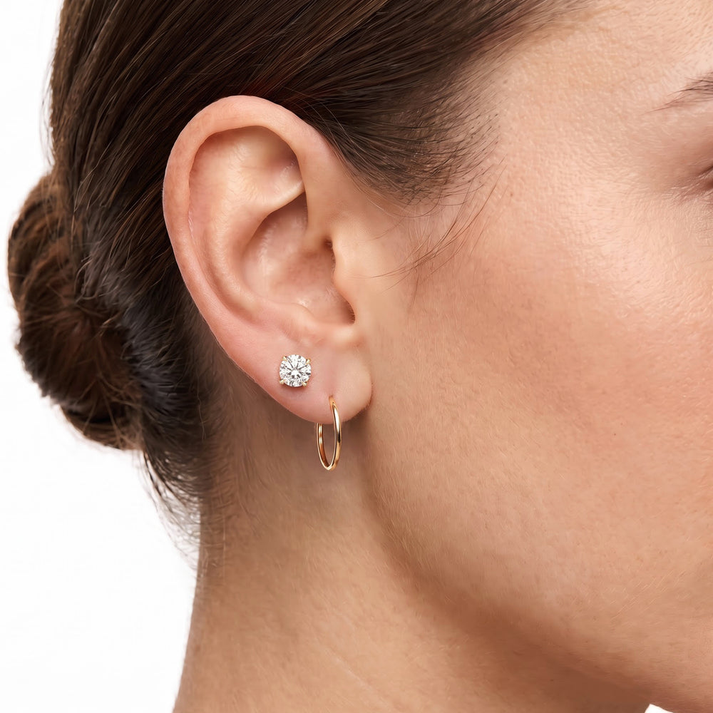 The Tulip Grand Studs with 14KT White Gold / Lab / 2 Cut Diamond in 14KT White Gold / Lab / 2 view 4

