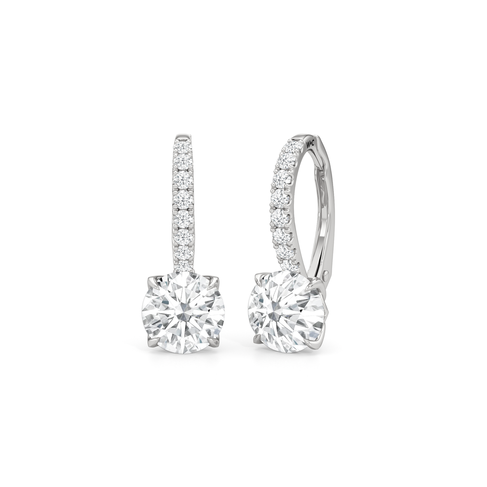 The Tulip Drop Earrings with 14KT White Gold / Lab / 2 1/6 Cut Diamond in 14KT White Gold / Lab / 2 1/6 view 2

