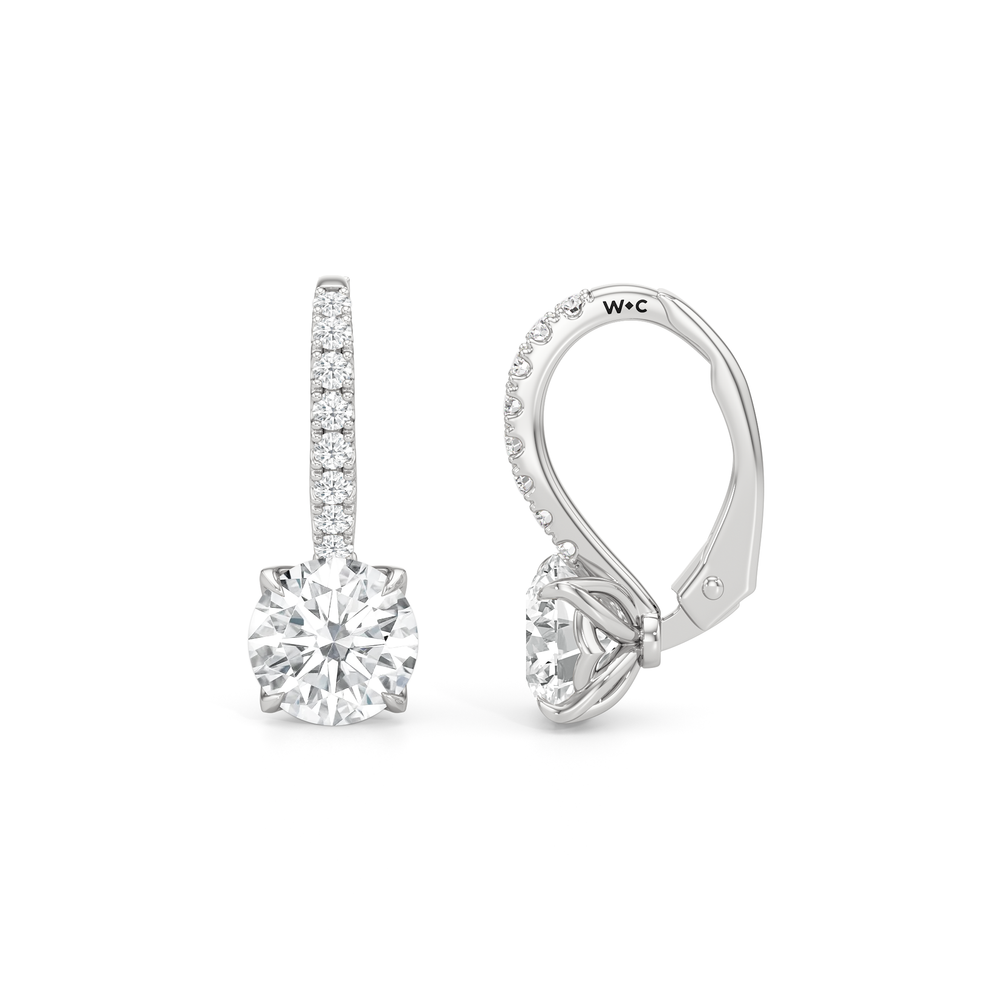 The Tulip Drop Earrings with 14KT White Gold / Lab / 2 1/6 Cut Diamond in 14KT White Gold / Lab / 2 1/6 view 7
