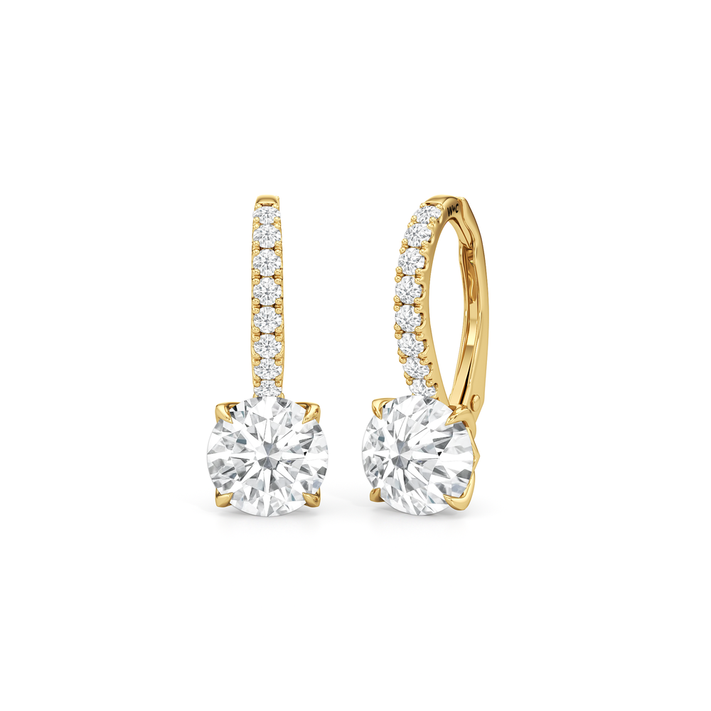 The Tulip Drop Earrings with 14KT Yellow Gold / Lab / 2 1/6 Cut Diamond in 14KT Yellow Gold / Lab / 2 1/6 view 2
