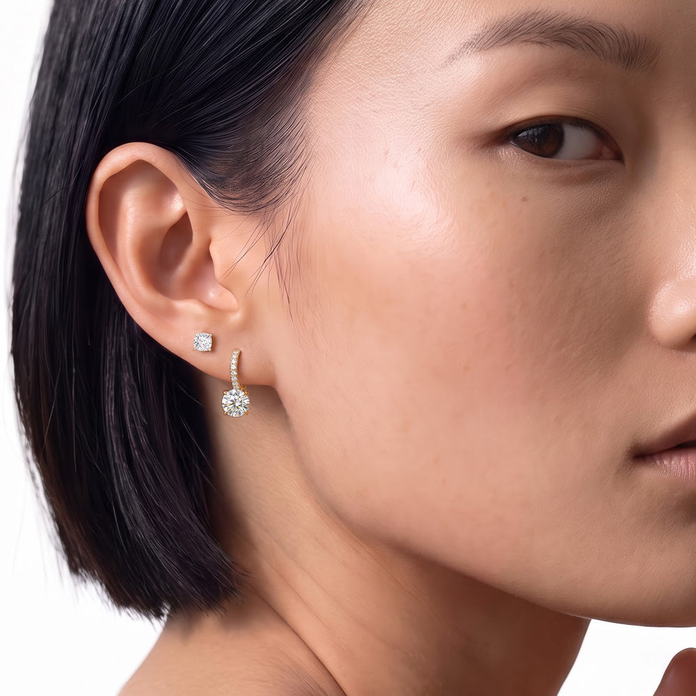 The Tulip Drop Earrings with 14KT White Gold / Lab / 2 1/6 Cut Diamond in 14KT White Gold / Lab / 2 1/6 view 4
