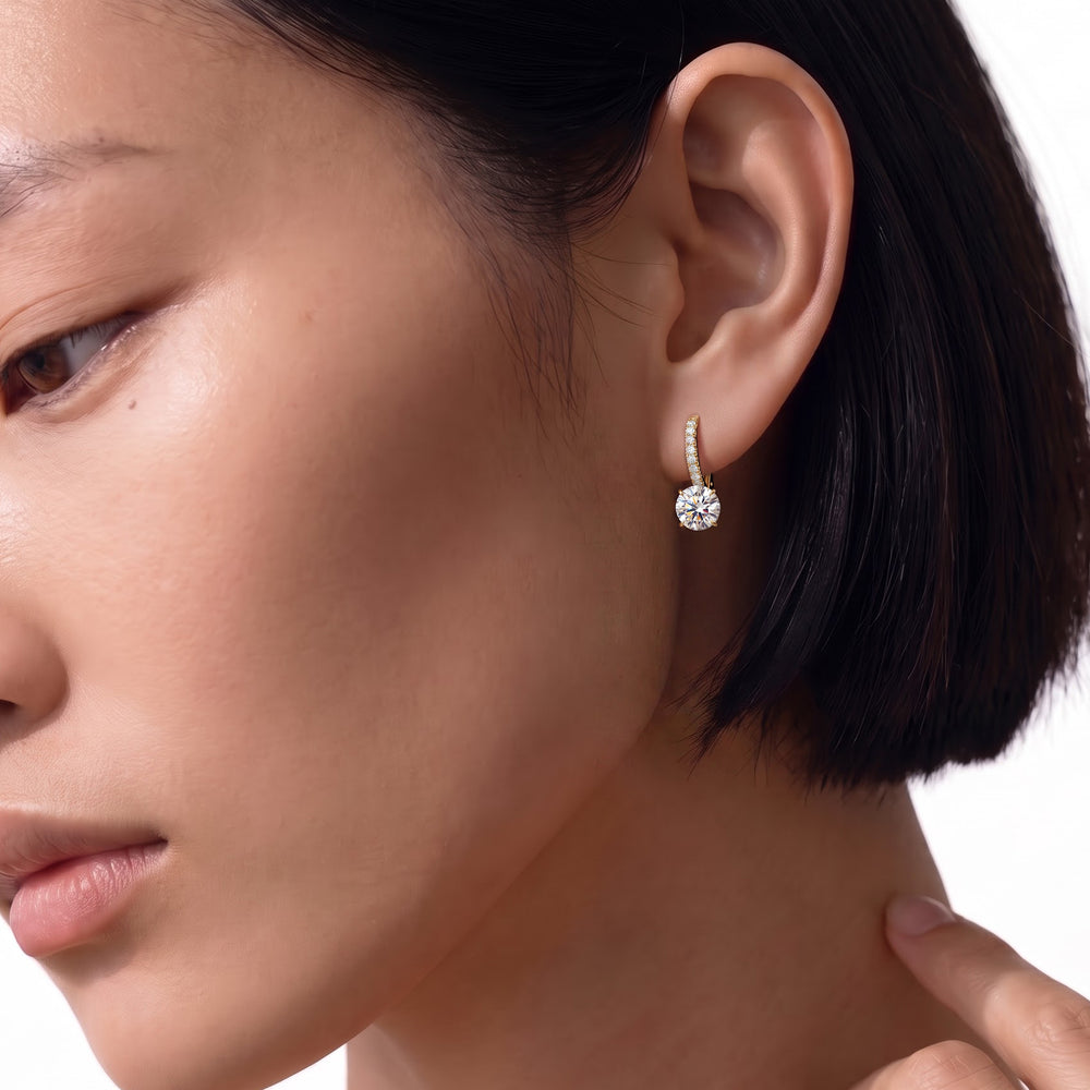The Tulip Drop Earrings with 14KT Yellow Gold / Lab / 2 1/6 Cut Diamond in 14KT Yellow Gold / Lab / 2 1/6 view 3

