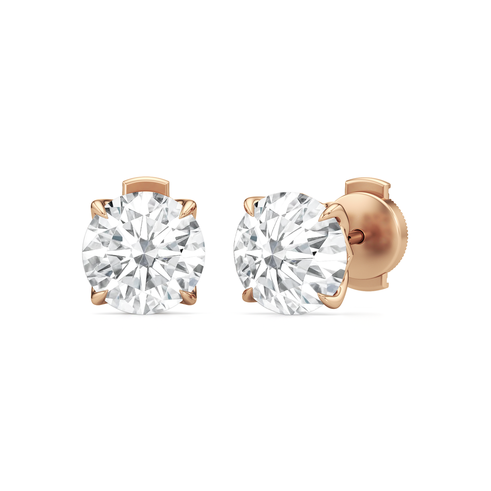 The Tulip Grand Studs with 14KT Rose Gold / Lab / 4 Cut Diamond in 14KT Rose Gold / Lab / 4 view 2
