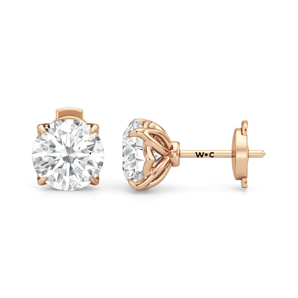The Tulip Grand Studs with 14KT Rose Gold / Lab / 4 Cut Diamond in 14KT Rose Gold / Lab / 4 view 7
