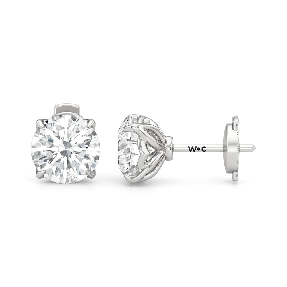 The Tulip Grand Studs with 14KT White Gold / Lab / 4 Cut Diamond in 14KT White Gold / Lab / 4 view 7

