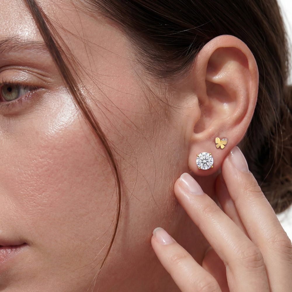 The Tulip Grand Studs with 14KT Yellow Gold / Lab / 4 Cut Diamond in 14KT Yellow Gold / Lab / 4 view 4
