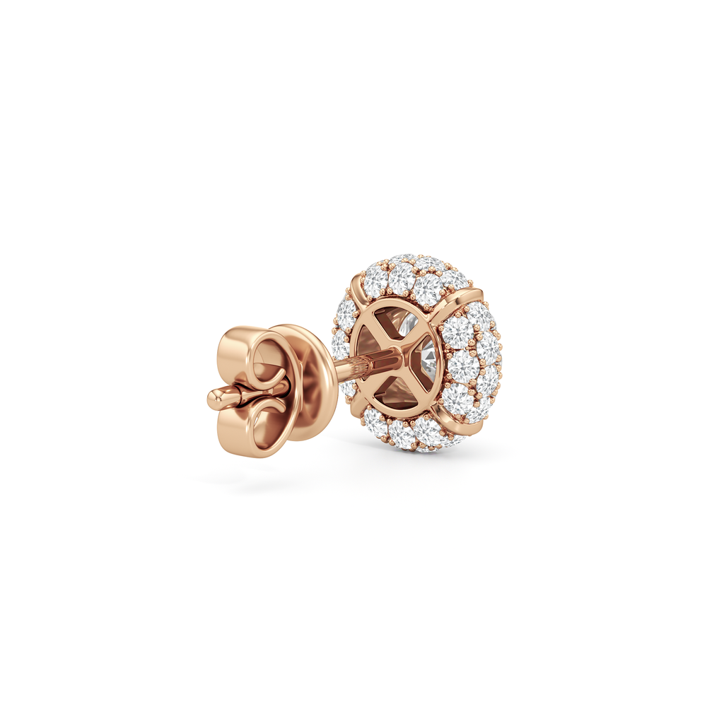 The Windsor Halo Studs with 14KT Rose Gold / Lab / 1 3/4 Cut Diamond in 14KT Rose Gold / Lab / 1 3/4 view 6
