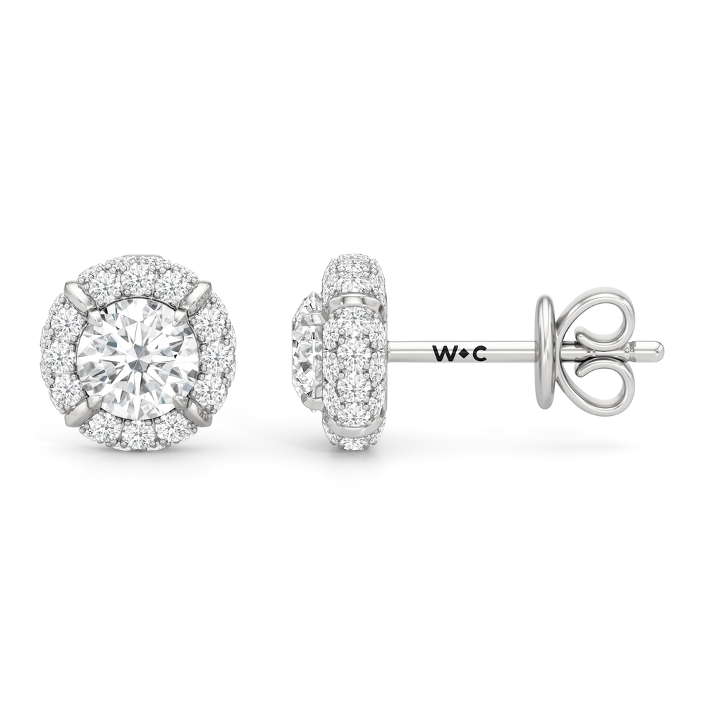 The Windsor Halo Studs with 14KT White Gold / Lab / 1 3/4 Cut Diamond in 14KT White Gold / Lab / 1 3/4 view 7
