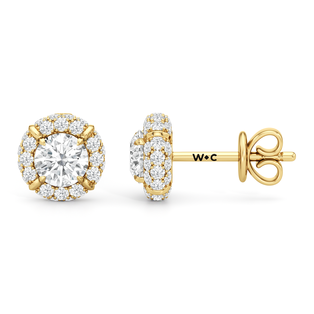 The Windsor Halo Studs with 14KT Yellow Gold / Lab / 1 3/4 Cut Diamond in 14KT Yellow Gold / Lab / 1 3/4 view 7

