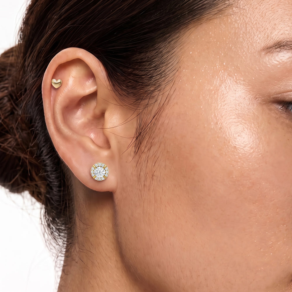The Windsor Halo Studs with 14KT Rose Gold / Lab / 1 3/4 Cut Diamond in 14KT Rose Gold / Lab / 1 3/4 view 4
