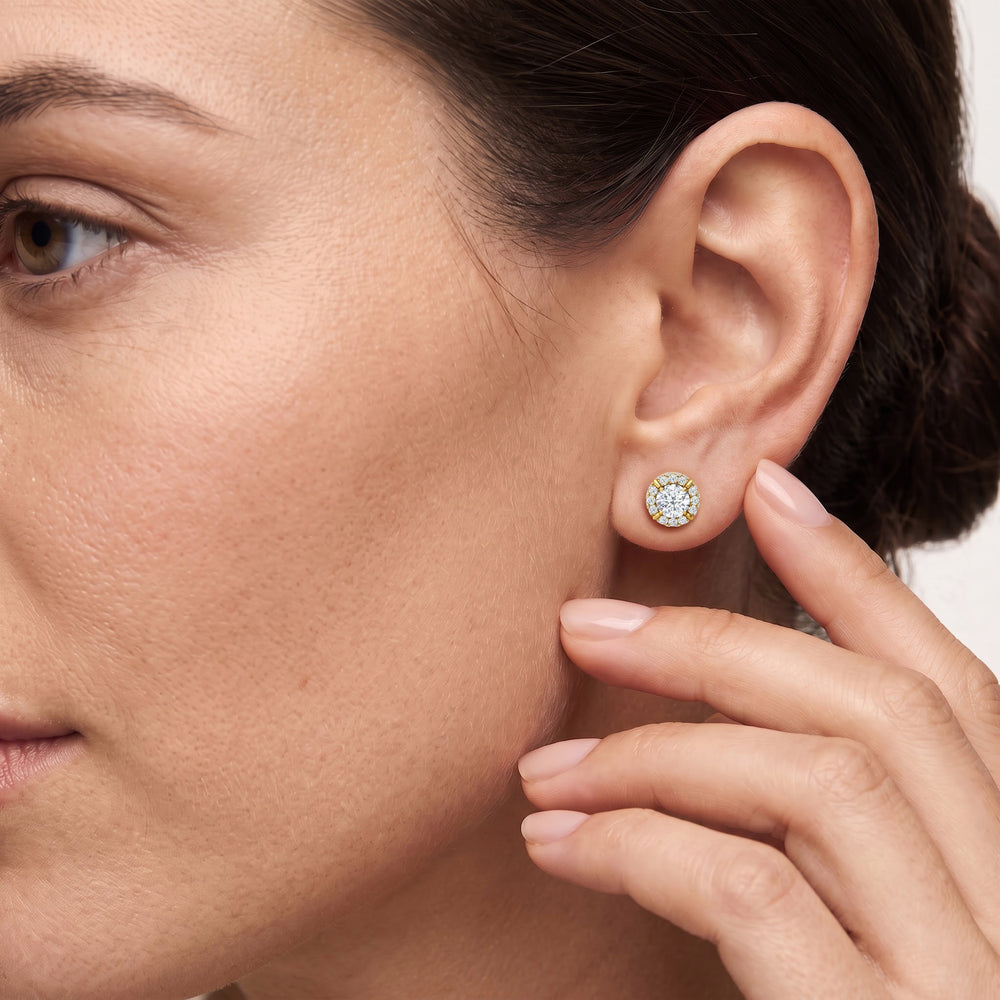The Windsor Halo Studs with 14KT White Gold / Lab / 1 3/4 Cut Diamond in 14KT White Gold / Lab / 1 3/4 view 3
