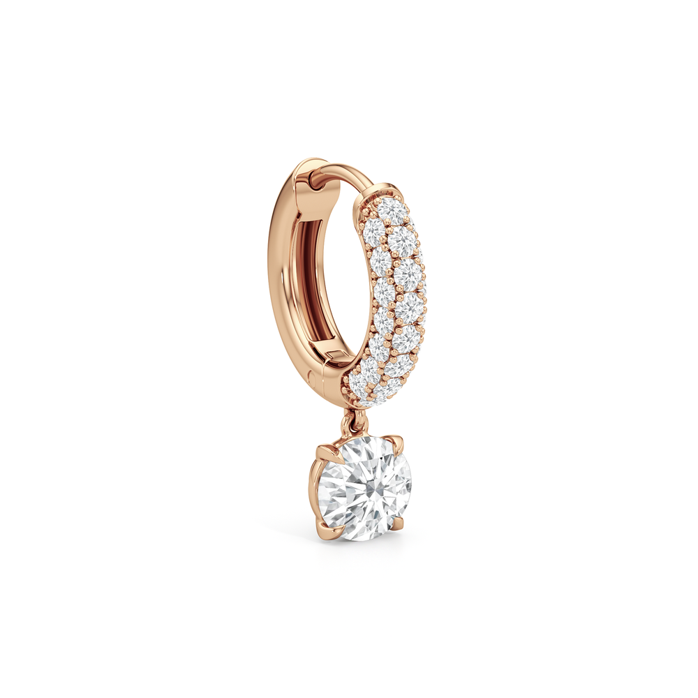 The Windsor Drop Huggies with 14KT Rose Gold / Lab / 1 3/8 Cut Diamond in 14KT Rose Gold / Lab / 1 3/8 view 5
