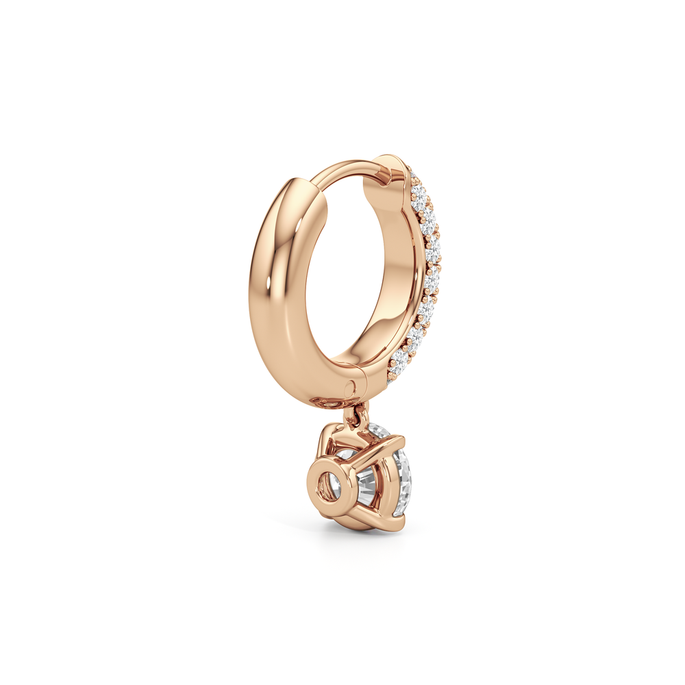 The Windsor Drop Huggies with 14KT Rose Gold / Lab / 1 3/8 Cut Diamond in 14KT Rose Gold / Lab / 1 3/8 view 6
