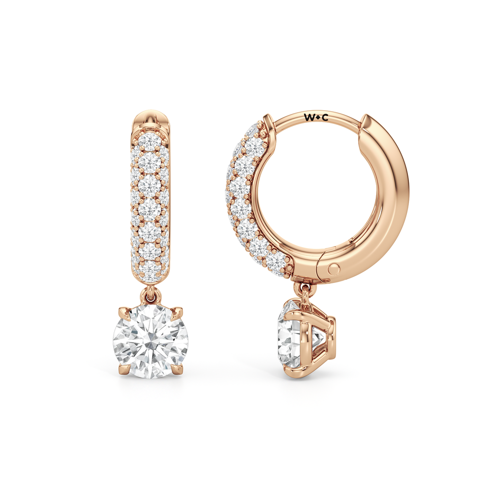 The Windsor Drop Huggies with 14KT Rose Gold / Lab / 1 3/8 Cut Diamond in 14KT Rose Gold / Lab / 1 3/8 view 7

